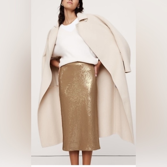 Banana Republic Women’s Sz XL Stretch Sequin Midi Skirt party holiday NWT - Picture 2 of 5